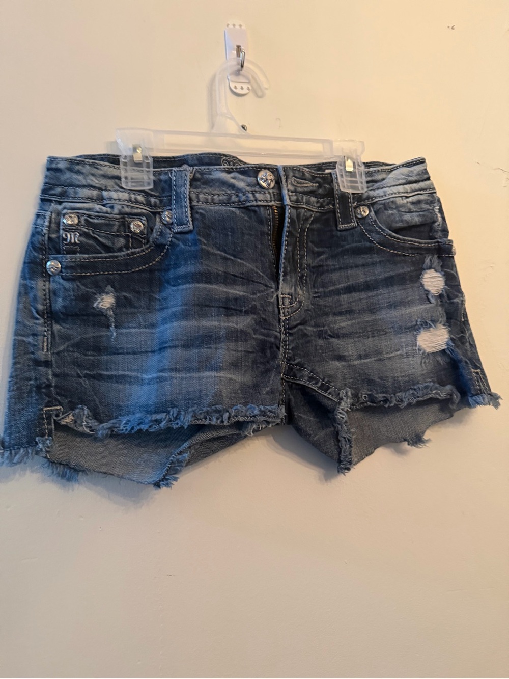 Miss Me Blue Distressed Denim Cutoff Shorts